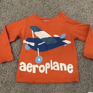 Mini Boden Orange Aeroplane Long Sleeve Tee